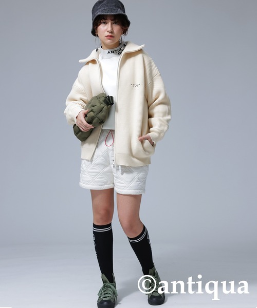 antiqua(アンティカ)の「スポンジニットジャケット(その他アウター・レディース・アイボリー/ブラック・M/L)」の4枚目の写真