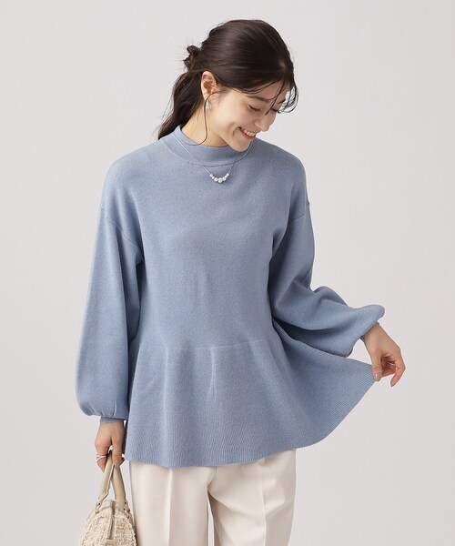 DRESKIP（ドレスキップ）の「◆【体型カバー】大人な美しさ ペプラム プチハイネックニット（ニット/セーター・レディース・チャコールグレー/ブラック/ライトベージュ/ライトブルー・02/03/04）」の4枚目の写真