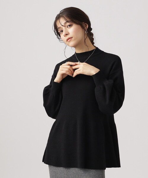 DRESKIP（ドレスキップ）の「◆【体型カバー】大人な美しさ ペプラム プチハイネックニット（ニット/セーター・レディース・チャコールグレー/ブラック/ライトベージュ/ライトブルー・02/03/04）」の2枚目の写真