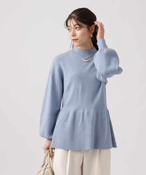 DRESKIP（ドレスキップ）の「◆【体型カバー】大人な美しさ ペプラム プチハイネックニット（ニット/セーター・レディース・チャコールグレー/ブラック/ライトベージュ/ライトブルー・02/03/04）」の20枚目の写真