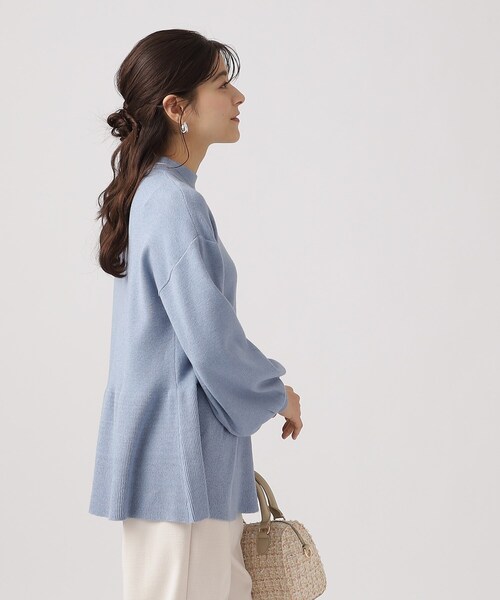 DRESKIP（ドレスキップ）の「◆【体型カバー】大人な美しさ ペプラム プチハイネックニット（ニット/セーター・レディース・チャコールグレー/ブラック/ライトベージュ/ライトブルー・02/03/04）」の8枚目の写真