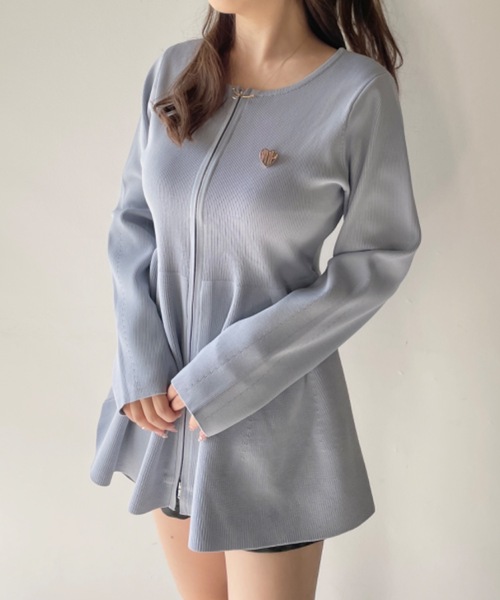 NOMAE(ノーマエ)の「ZIPペプラムニットチュニック(チュニック・レディース・ピンク/ブラック/アイボリー/イエロー・FREE)」の4枚目の写真