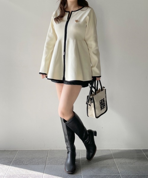 NOMAE(ノーマエ)の「ZIPペプラムニットチュニック(チュニック・レディース・ピンク/ブラック/アイボリー/イエロー・FREE)」の5枚目の写真