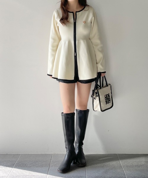 NOMAE(ノーマエ)の「ZIPペプラムニットチュニック(チュニック・レディース・ピンク/ブラック/アイボリー/イエロー・FREE)」の6枚目の写真