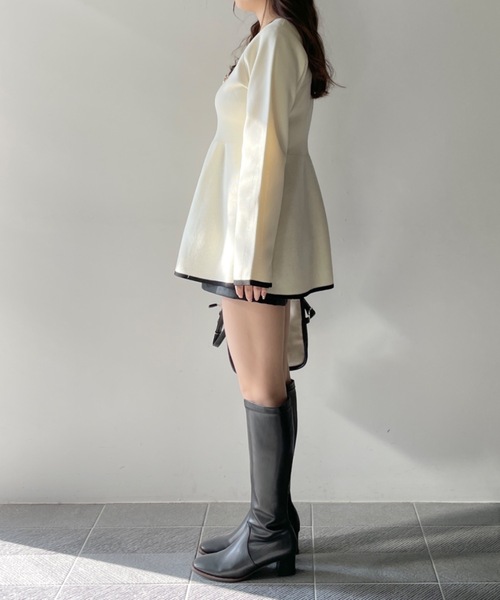 NOMAE(ノーマエ)の「ZIPペプラムニットチュニック(チュニック・レディース・ピンク/ブラック/アイボリー/イエロー・FREE)」の7枚目の写真