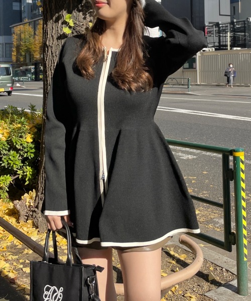 NOMAE(ノーマエ)の「ZIPペプラムニットチュニック(チュニック・レディース・ピンク/ブラック/アイボリー/イエロー・FREE)」の12枚目の写真