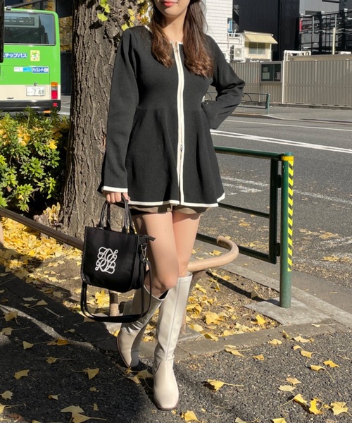 NOMAE(ノーマエ)の「ZIPペプラムニットチュニック(チュニック・レディース・ピンク/ブラック/アイボリー/イエロー・FREE)」の13枚目の写真