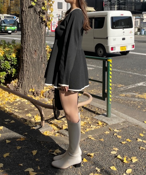 NOMAE（ノーマエ）の「ZIPペプラムニットチュニック（チュニック