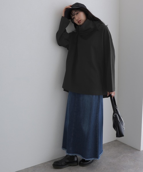 ElegChic(エレグシック)の「ワイドハイネックプルオーバー(Tシャツ/カットソー・レディース・ブラック/チャコールグレー/杢グレー・4L/M/XL)」の14枚目の写真