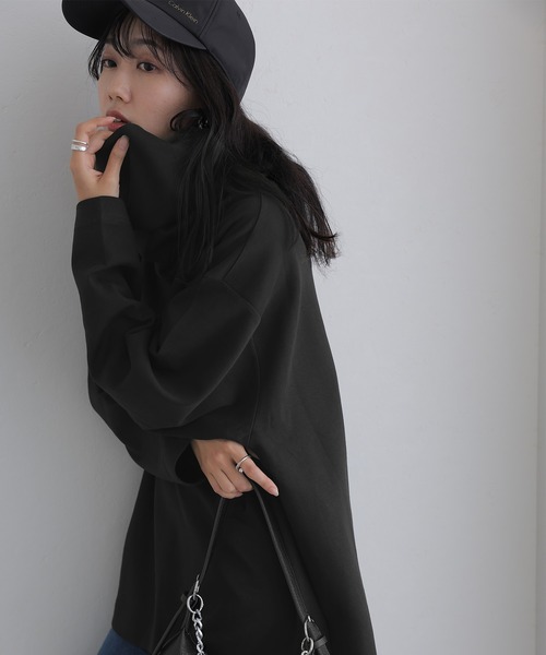 ElegChic(エレグシック)の「ワイドハイネックプルオーバー(Tシャツ/カットソー・レディース・ブラック/チャコールグレー/杢グレー・4L/M/XL)」の6枚目の写真
