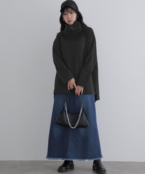 ElegChic(エレグシック)の「ワイドハイネックプルオーバー(Tシャツ/カットソー・レディース・ブラック/チャコールグレー/杢グレー・4L/M/XL)」の18枚目の写真