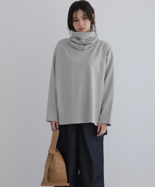 ワイドハイネックプルオーバー（Tシャツ/カットソー）｜ElegChic