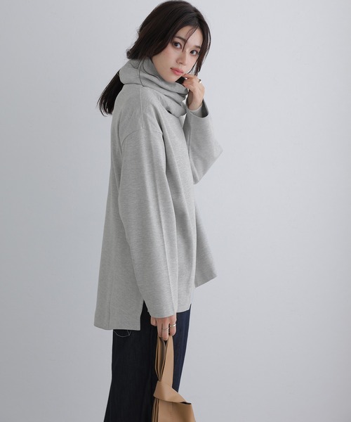ElegChic(エレグシック)の「ワイドハイネックプルオーバー(Tシャツ/カットソー・レディース・ブラック/チャコールグレー/杢グレー・4L/M/XL)」の12枚目の写真