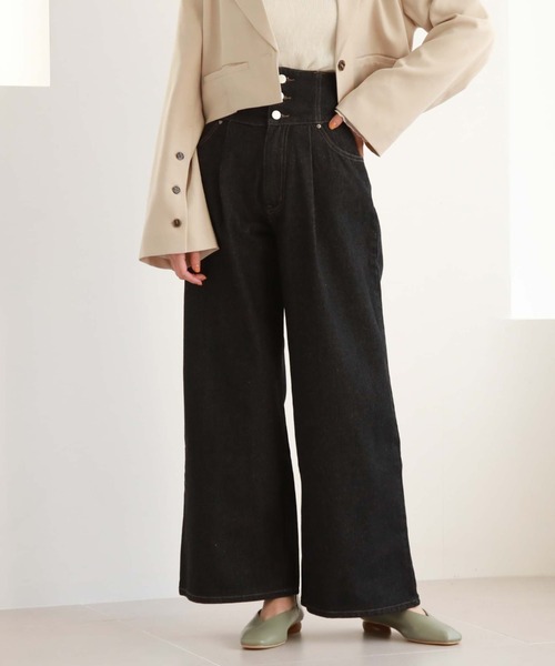 archives（アルシーヴ）の「2wayベルトワイドデニム（デニムパンツ・レディース・ブラック/ブルー・SMALL/MEDIUM）」の2枚目の写真