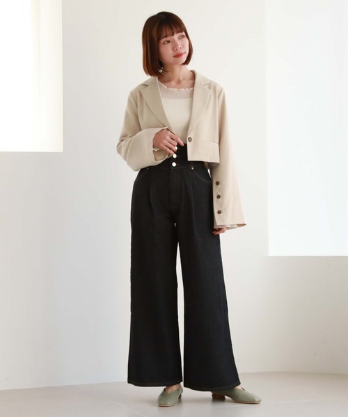 archives（アルシーヴ）の「2wayベルトワイドデニム（デニムパンツ・レディース・ブラック/ブルー・SMALL/MEDIUM）」の10枚目の写真