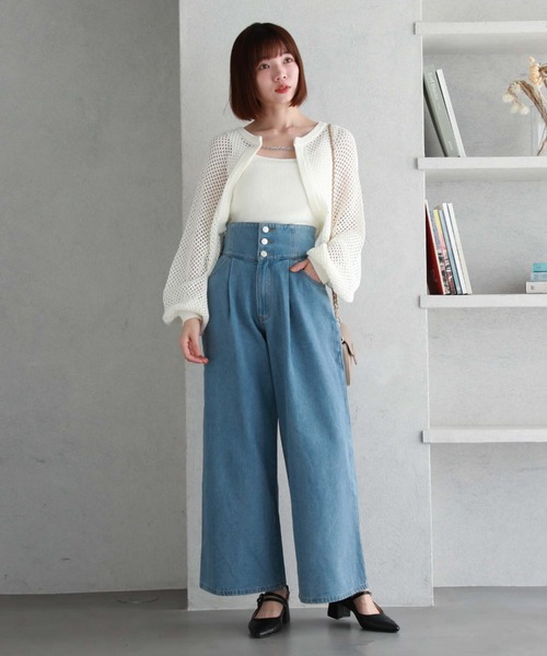 archives（アルシーヴ）の「2wayベルトワイドデニム（デニムパンツ・レディース・ブラック/ブルー・SMALL/MEDIUM）」の6枚目の写真