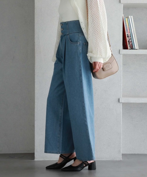 archives（アルシーヴ）の「2wayベルトワイドデニム（デニムパンツ・レディース・ブラック/ブルー・SMALL/MEDIUM）」の4枚目の写真