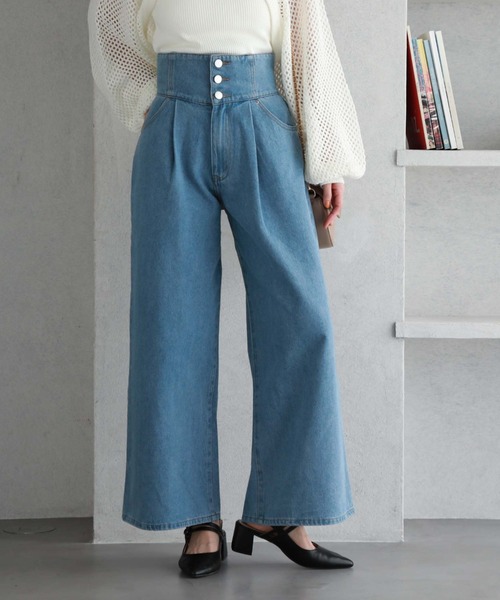 archives（アルシーヴ）の「2wayベルトワイドデニム（デニムパンツ・レディース・ブラック/ブルー・SMALL/MEDIUM）」の3枚目の写真