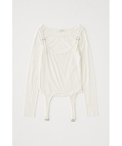 MOUSSY（マウジー）の「LAYERED GARTER トップス（Tシャツ/カットソー・レディース・ライトカーキ/ホワイト/グレー・FREE）」の2枚目の写真