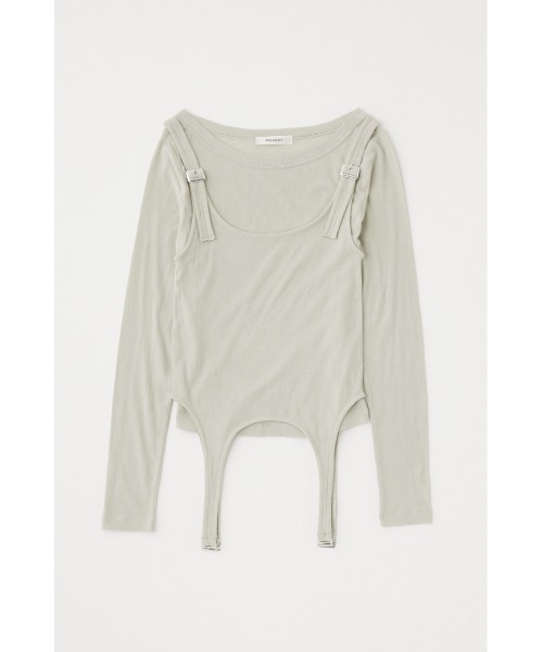 MOUSSY（マウジー）の「LAYERED GARTER トップス（Tシャツ/カットソー・レディース・ライトカーキ/ホワイト/グレー・FREE）」の7枚目の写真