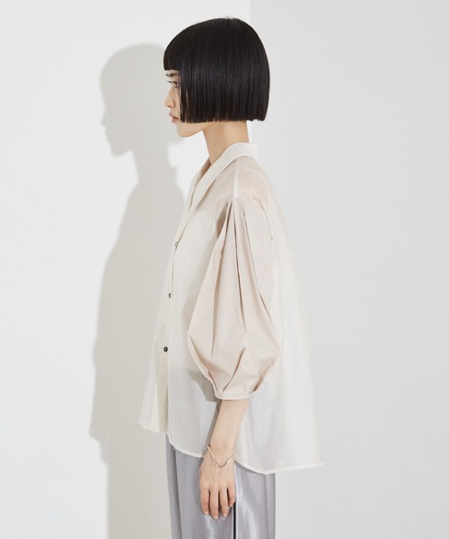 NOMINE(ノミネ)の「【セットアップ着用可】シアー コンビ5分袖 襟付きシャツ(シャツ/ブラウス・レディース・ブラック/ブルー/ブラウン/ベージュ/アイボリー/ブラウン系その他/グリーン/ブラック系その他・フリー)」の14枚目の写真