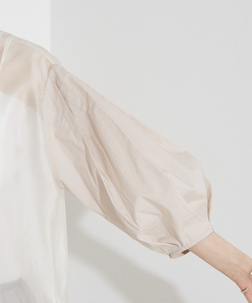 NOMINE(ノミネ)の「【セットアップ着用可】シアー コンビ5分袖 襟付きシャツ(シャツ/ブラウス・レディース・ブラック/ブルー/ブラウン/ベージュ/アイボリー/ブラウン系その他/グリーン/ブラック系その他・フリー)」の17枚目の写真