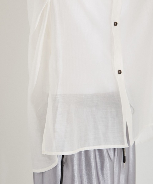 NOMINE(ノミネ)の「【セットアップ着用可】シアー コンビ5分袖 襟付きシャツ(シャツ/ブラウス・レディース・ブラック/ブルー/ブラウン/ベージュ/アイボリー/ブラウン系その他/グリーン/ブラック系その他・フリー)」の19枚目の写真