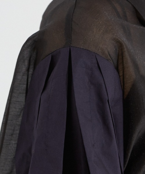 NOMINE(ノミネ)の「【セットアップ着用可】シアー コンビ5分袖 襟付きシャツ(シャツ/ブラウス・レディース・ブラック/ブルー/ブラウン/ベージュ/アイボリー/ブラウン系その他/グリーン/ブラック系その他・フリー)」の22枚目の写真