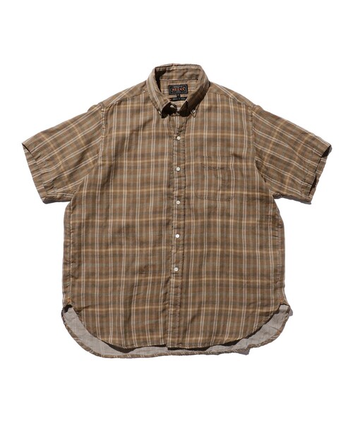BEAMS PLUS（ビームスプラス）の「BEAMS PLUS / ギザコットン ダブルガーゼ ショートスリーブ ボタンダウン シャツ クラシックフィット（シャツ/ブラウス・メンズ・ブラウン/サックスブルー・S/M/L/XL）」の2枚目の写真