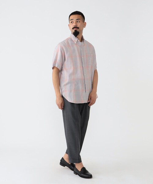 BEAMS PLUS（ビームスプラス）の「BEAMS PLUS / ギザコットン ダブルガーゼ ショートスリーブ ボタンダウン シャツ クラシックフィット（シャツ/ブラウス・メンズ・ブラウン/サックスブルー・S/M/L/XL）」の14枚目の写真