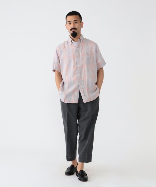 BEAMS PLUS（ビームスプラス）の「BEAMS PLUS / ギザコットン ダブルガーゼ ショートスリーブ ボタンダウン シャツ クラシックフィット（シャツ/ブラウス・メンズ・ブラウン/サックスブルー・S/M/L/XL）」の13枚目の写真