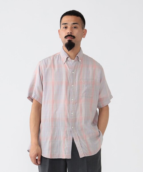 BEAMS PLUS（ビームスプラス）の「BEAMS PLUS / ギザコットン ダブルガーゼ ショートスリーブ ボタンダウン シャツ クラシックフィット（シャツ/ブラウス・メンズ・ブラウン/サックスブルー・S/M/L/XL）」の12枚目の写真