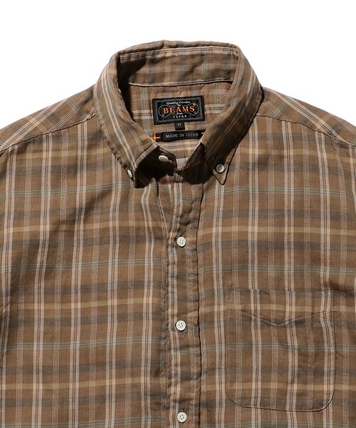 BEAMS PLUS（ビームスプラス）の「BEAMS PLUS / ギザコットン ダブルガーゼ ショートスリーブ ボタンダウン シャツ クラシックフィット（シャツ/ブラウス・メンズ・ブラウン/サックスブルー・S/M/L/XL）」の10枚目の写真