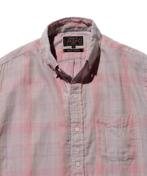 BEAMS PLUS（ビームスプラス）の「BEAMS PLUS / ギザコットン ダブルガーゼ ショートスリーブ ボタンダウン シャツ クラシックフィット（シャツ/ブラウス・メンズ・ブラウン/サックスブルー・S/M/L/XL）」の4枚目の写真