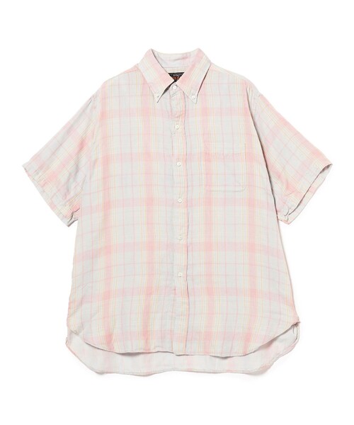 BEAMS PLUS（ビームスプラス）の「BEAMS PLUS / ギザコットン ダブルガーゼ ショートスリーブ ボタンダウン シャツ クラシックフィット（シャツ/ブラウス・メンズ・ブラウン/サックスブルー・S/M/L/XL）」の22枚目の写真
