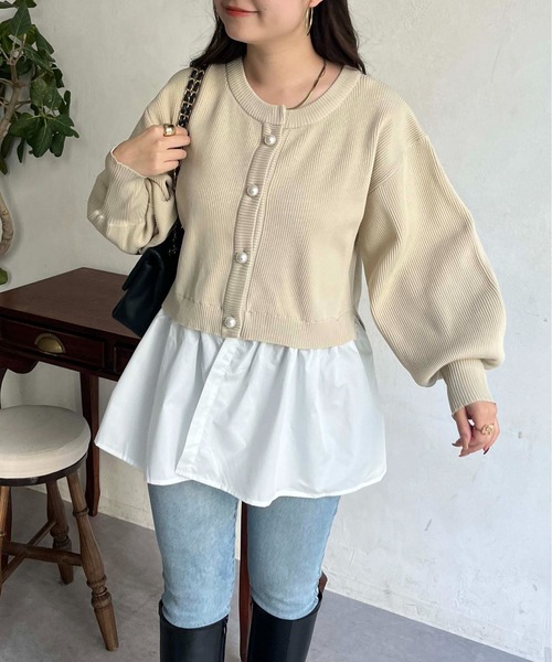 prose verse（プロズヴェール）の「2wayパールボタンペプラムカーディガン（カーディガン/ボレロ・レディース・ブラック/ピンク/アイボリー・MEDIUM）」の9枚目の写真