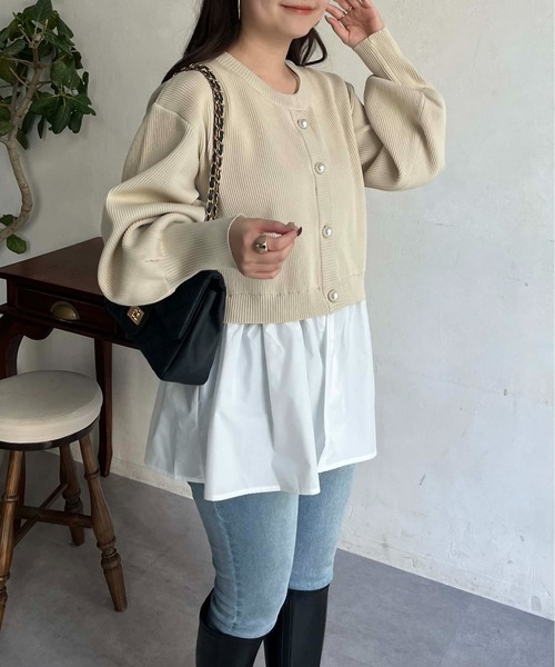 prose verse（プロズヴェール）の「2wayパールボタンペプラムカーディガン（カーディガン/ボレロ・レディース・ブラック/ピンク/アイボリー・MEDIUM）」の10枚目の写真