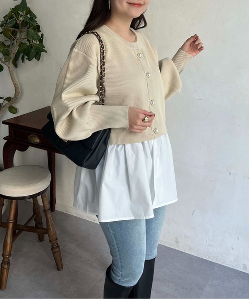 prose verse（プロズヴェール）の「2wayパールボタンペプラムカーディガン（カーディガン/ボレロ・レディース・ブラック/ピンク/アイボリー・MEDIUM）」の11枚目の写真