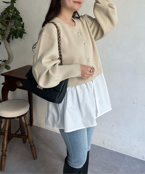 prose verse（プロズヴェール）の「2wayパールボタンペプラムカーディガン（カーディガン/ボレロ・レディース・ブラック/ピンク/アイボリー・MEDIUM）」の12枚目の写真