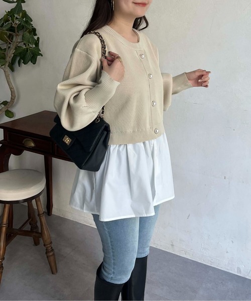 prose verse（プロズヴェール）の「2wayパールボタンペプラムカーディガン（カーディガン/ボレロ・レディース・ブラック/ピンク/アイボリー・MEDIUM）」の13枚目の写真