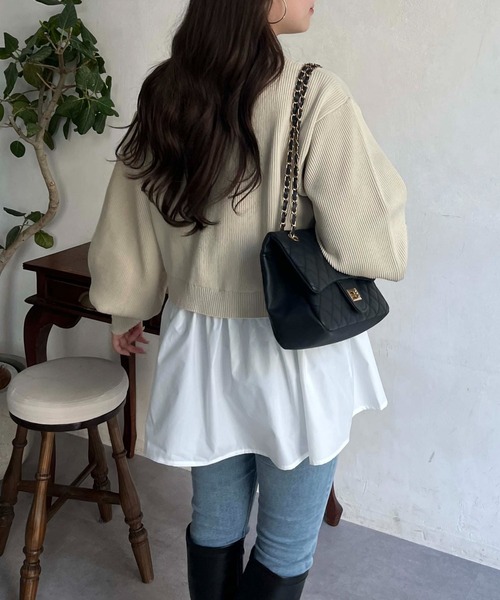 prose verse（プロズヴェール）の「2wayパールボタンペプラムカーディガン（カーディガン/ボレロ・レディース・ブラック/ピンク/アイボリー・MEDIUM）」の14枚目の写真