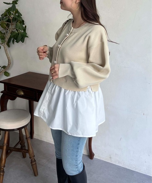 prose verse（プロズヴェール）の「2wayパールボタンペプラムカーディガン（カーディガン/ボレロ・レディース・ブラック/ピンク/アイボリー・MEDIUM）」の16枚目の写真