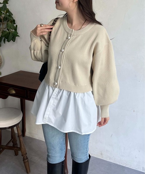 prose verse（プロズヴェール）の「2wayパールボタンペプラムカーディガン（カーディガン/ボレロ・レディース・ブラック/ピンク/アイボリー・MEDIUM）」の17枚目の写真