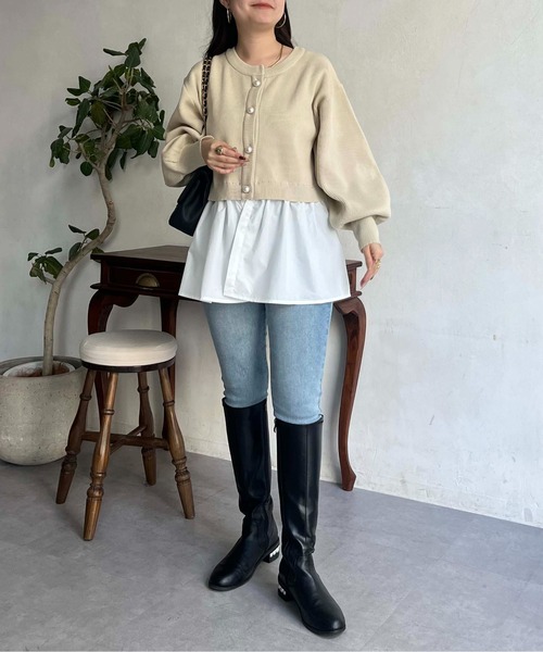 prose verse（プロズヴェール）の「2wayパールボタンペプラムカーディガン（カーディガン/ボレロ・レディース・ブラック/ピンク/アイボリー・MEDIUM）」の19枚目の写真