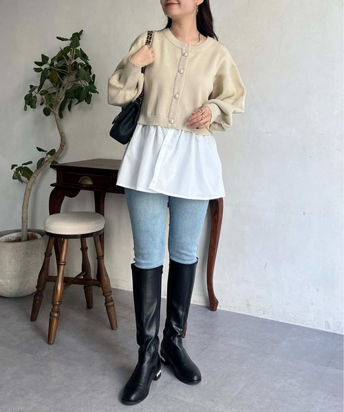 prose verse（プロズヴェール）の「2wayパールボタンペプラムカーディガン（カーディガン/ボレロ・レディース・ブラック/ピンク/アイボリー・MEDIUM）」の20枚目の写真