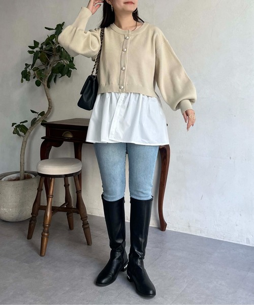 prose verse（プロズヴェール）の「2wayパールボタンペプラムカーディガン（カーディガン/ボレロ・レディース・ブラック/ピンク/アイボリー・MEDIUM）」の21枚目の写真