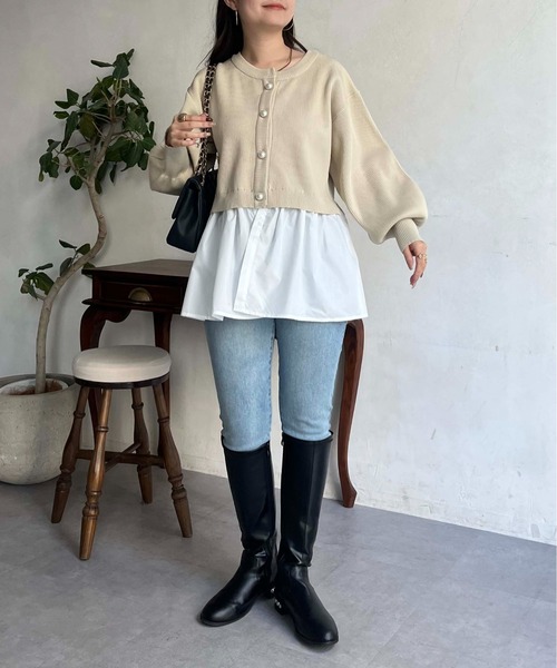 prose verse（プロズヴェール）の「2wayパールボタンペプラムカーディガン（カーディガン/ボレロ・レディース・ブラック/ピンク/アイボリー・MEDIUM）」の22枚目の写真