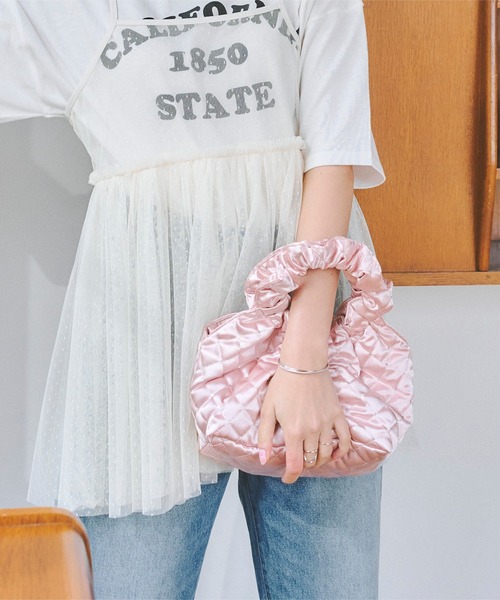 KOBE LETTUCE（コウベレタス）の「キラキラドットサテンキルティングミニバッグ（ハンドバッグ・レディース・ゴールド系その他/ホワイト/ピンク/ブラック/ブルー・FREE）」の10枚目の写真