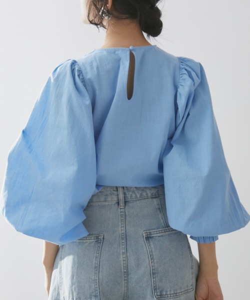 Libra Cue（リブラ キュー）の「パフボリュームブラウス（シャツ/ブラウス・レディース・ピンク/ホワイト/ブラック/ワイン/サックスブルー/カーキ・FREE）」の17枚目の写真