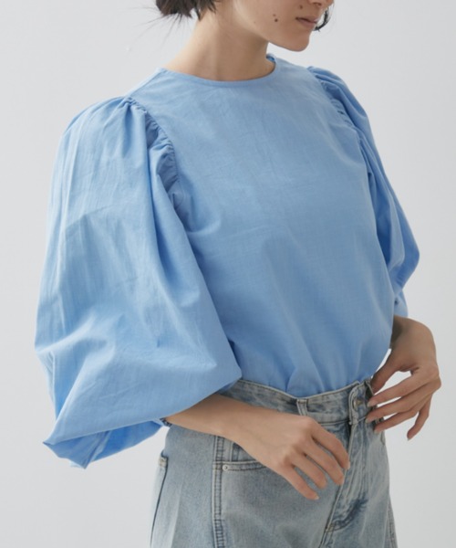 Libra Cue（リブラ キュー）の「パフボリュームブラウス（シャツ/ブラウス・レディース・ピンク/ホワイト/ブラック/ワイン/サックスブルー/カーキ・FREE）」の16枚目の写真